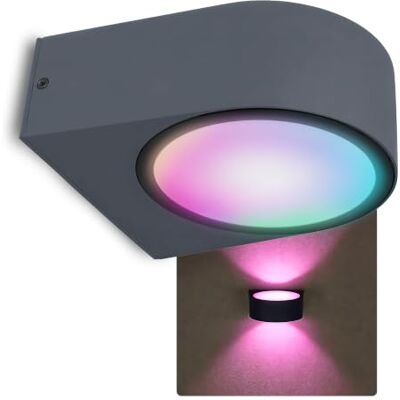 SSC-LUXon LIMO Außenwandleuchte anthrazit Smart E27 WLAN RGBW App Up & Down Außen-Wandlampe für Up-Down-Licht per App & Sprache steuerbar, RGB-Farblicht, für Haustür & Balkon, IP44, inkl. E27 LED SSC-LUXon LIMO Außenwandleuchte anthrazit Smart E27 WLAN RGBW App Up & Down Außen-Wandlampe für Up-Down-Licht per App & Sprache steuerbar, RGB-Farblicht, für Haustür & Balkon, IP44, inkl. E27 LED