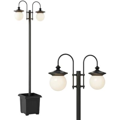 Outsunny Solar Laterne Stehleuchte 182 cm Höhenverstellbar mit Pflanzgefäß Außen Gartenlaterne mit 2 Köpfen Lichtsensor Schalter, IP44 Solar Laternen Solarlampen Solarlaterne für Garten Balkon Outsunny Solar Laterne Stehleuchte 182 cm Höhenverstellbar mit Pflanzgefäß Außen Gartenlaterne mit 2 Köpfen Lichtsensor Schalter, IP44 Solar Laternen Solarlampen Solarlaterne für Garten Balkon