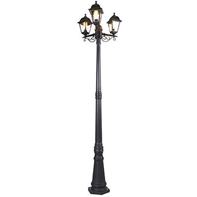 Qazqa classic-antique außen Laterne für den Garten Capital Schwarz, max. 15W, Geeignet für LED, 216cm, IP44, 3-flammig Qazqa classic-antique außen Laterne für den Garten Capital Schwarz, max. 15W, Geeignet für LED, 216cm, IP44, 3-flammig