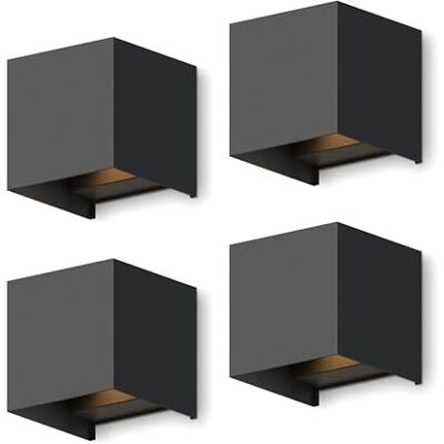 CALEX Bari Wandleuchte, für Außen & Innen, warmweißes Up & Down Licht, einstellbarer Lichtstrahl, wasserdicht, Schwarz, 4er Pack CALEX Bari Wandleuchte, für Außen & Innen, warmweißes Up & Down Licht, einstellbarer Lichtstrahl, wasserdicht, Schwarz, 4er Pack