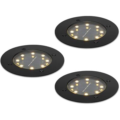 lambado 3er Set LED Solar Bodenleuchten Außen Schwarz matt Hochwertige Bodenstrahler Wetterfest IP65 Ø12cm Bodeneinbaustrahler mit 8 SMD LEDs Warmweiß 3000K lambado 3er Set LED Solar Bodenleuchten Außen Schwarz matt Hochwertige Bodenstrahler Wetterfest IP65 Ø12cm Bodeneinbaustrahler mit 8 SMD LEDs Warmweiß 3000K