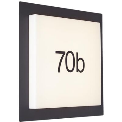 Lightbox LED Außenwandlampe mit 1600 lm & 3000 K & IP44 inkl. Hausnummer LED Außenwandlampe, inkl. Hausnummer, 30 x 30 x 6 cm, 14W, 1600lm Lightbox LED Außenwandlampe mit 1600 lm & 3000 K & IP44 inkl. Hausnummer LED Außenwandlampe, inkl. Hausnummer, 30 x 30 x 6 cm, 14W, 1600lm