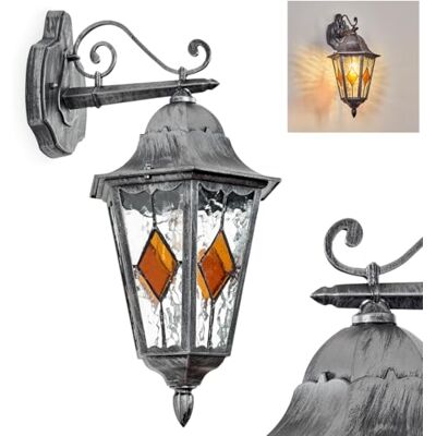 HOFSTEIN Außenwandleuchte Lignac, Außenwandlampe aus Metall/Glas in Silberfarben/Schwarz/Klar/Orange, Wandleuchte außen Vintage/Antik/Landhaus, E27, IP44, Garten, Hof, Außenbereich, Haustür HOFSTEIN Außenwandleuchte Lignac, Außenwandlampe aus Metall/Glas in Silberfarben/Schwarz/Klar/Orange, Wandleuchte außen Vintage/Antik/Landhaus, E27, IP44, Garten, Hof, Außenbereich, Haustür
