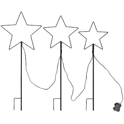 Bonetti 3er Set Weihnachtssterne aus Metall für Außen mit Erdspieß, 3 Größen 25 30 35 cm, schwarz mit warm-weißen LEDs, gesamt 150 LEDs, batteriebetrieben Bonetti 3er Set Weihnachtssterne aus Metall für Außen mit Erdspieß, 3 Größen 25 30 35 cm, schwarz mit warm-weißen LEDs, gesamt 150 LEDs, batteriebetrieben