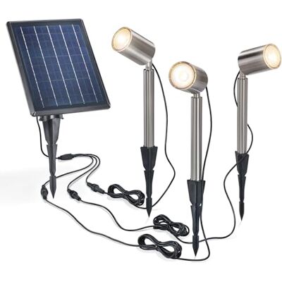 Esotec Solarstrahler 3 Spots Power Trio Duo Color, Edelstahl 102705 Solarstrahler 3er Set, Duo Color 3000K/6000K, 150lm, 5Wp Solarmodul, Li-Ion Akku wechselbar, IP54, Edelstahl Gartenstrahler Esotec Solarstrahler 3 Spots Power Trio Duo Color, Edelstahl 102705 Solarstrahler 3er Set, Duo Color 3000K/6000K, 150lm, 5Wp Solarmodul, Li-Ion Akku wechselbar, IP54, Edelstahl Gartenstrahler