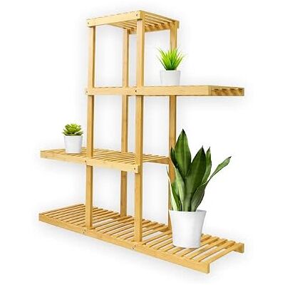 KARAT Blumentreppe Bambus Holz Regal Blumenständer, Pflanzregal, Blumentopfhalter, Blumenregal Balkon, Pflanzenleiter, Pflanzenbank für In- und Outdoor 96,7 x 28 x 95,8cm, Samia KARAT Blumentreppe Bambus Holz Regal Blumenständer, Pflanzregal, Blumentopfhalter, Blumenregal Balkon, Pflanzenleiter, Pflanzenbank für In- und Outdoor 96,7 x 28 x 95,8cm, Samia