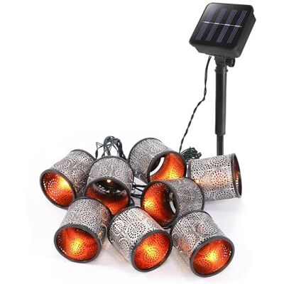 Esotec Solar Lichterkette Outdoor Gartenbeleuchtung Solarkette Marokko 1028 Solar Lichterkette Outdoor 8 LED-Laternen, warmweiß 2500K, 8Std, Leuchtlänge 2m, Gesamtlänge 4m, Akku wechselbar, silber/gold Esotec Solar Lichterkette Outdoor Gartenbeleuchtung Solarkette Marokko 1028 Solar Lichterkette Outdoor 8 LED-Laternen, warmweiß 2500K, 8Std, Leuchtlänge 2m, Gesamtlänge 4m, Akku wechselbar, silber/gold