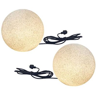 Trango 2er Set 200G Kugelleuchte, Gartenkugel *NATURE* IP65 in Granit-Optik 20cm Durchmesser inkl. je 1x E27 Fassung & je ca. 5m IP44 Kabel Leuchtkugel, Außenleuchte, Außenkugel ohne Leuchtmittel Trango 2er Set 200G Kugelleuchte, Gartenkugel *NATURE* IP65 in Granit-Optik 20cm Durchmesser inkl. je 1x E27 Fassung & je ca. 5m IP44 Kabel Leuchtkugel, Außenleuchte, Außenkugel ohne Leuchtmittel