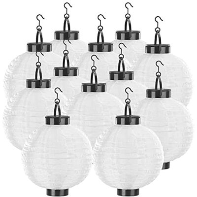 Lunartec außen-Solar-Lampions: 12er-Set Solar-LED-Lampion, Dämmerungs-Sensor, IP44, warmweiß, 20 cm Ø (Balkon, Outdoor wetterfest, Ball) Lunartec außen-Solar-Lampions: 12er-Set Solar-LED-Lampion, Dämmerungs-Sensor, IP44, warmweiß, 20 cm Ø (Balkon, Outdoor wetterfest, Ball)