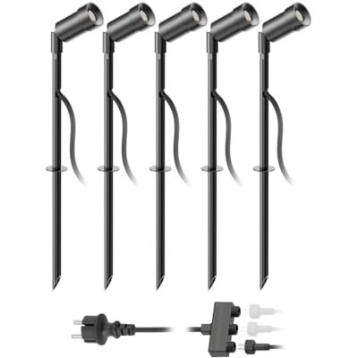 ledscom.de LED Gartenstrahler Spico schwarz mit Erdspieß für außen IP44 je 125lm kalt-weiß 5er Set ledscom.de LED Gartenstrahler Spico schwarz mit Erdspieß für außen IP44 je 125lm kalt-weiß 5er Set