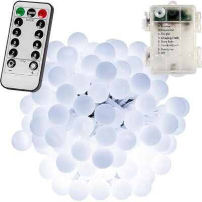 VOLTRONIC LED Partylichterkette, innen und außen, IP44, Batteriebetrieben, Fernbedienung, Größen- und Farbwahl, 200 LEDs, kaltweiß VOLTRONIC LED Partylichterkette, innen und außen, IP44, Batteriebetrieben, Fernbedienung, Größen- und Farbwahl, 200 LEDs, kaltweiß