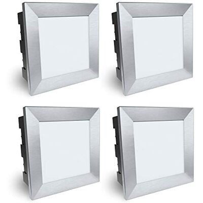 SSC-LUXon Piko-LQ Wandeinbauleuchte LED aussen 4er Set mit IP65 & 3,5W warmweiß 230V Einbau Wandleuchte eckig 135x135 mm SSC-LUXon Piko-LQ Wandeinbauleuchte LED aussen 4er Set mit IP65 & 3,5W warmweiß 230V Einbau Wandleuchte eckig 135x135 mm