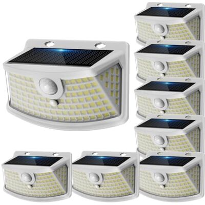 Aootek Solarlampen für Außen mit Bewegungsmelder, 8er Set, Garten, 120 LED 270° Breiter Winkel, IP65 Wasserdicht, Solar Wandleuchte, Sicherheitslicht, Gartenbeleuchtung, Weißer Rahmen, Kaltweiß Aootek Solarlampen für Außen mit Bewegungsmelder, 8er Set, Garten, 120 LED 270° Breiter Winkel, IP65 Wasserdicht, Solar Wandleuchte, Sicherheitslicht, Gartenbeleuchtung, Weißer Rahmen, Kaltweiß