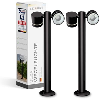 SSC-LUXon ULICA Sockelleuchte 2er Set GX53 IP54 schwenkbar schwarz Außen Zwei schwarze Pollerleuchten schwenkbar für Wege, Beet & Einfahrt je 2x GX53, wetterfest IP54, ohne Leuchtmittel SSC-LUXon ULICA Sockelleuchte 2er Set GX53 IP54 schwenkbar schwarz Außen Zwei schwarze Pollerleuchten schwenkbar für Wege, Beet & Einfahrt je 2x GX53, wetterfest IP54, ohne Leuchtmittel
