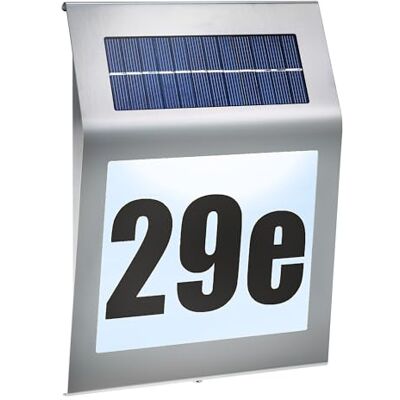 Esotec Solar Leuchte Hausnummer beleuchtet STYLE Edelstahl DUO COLOR 102031 Solar Hausnummer beleuchtet 24x34cm, DUO COLOR 2800/5500K, Edelstahl, Echtglas, 1,4Wp, 1300mAh Akku wechselbar, Wandleuchte Esotec Solar Leuchte Hausnummer beleuchtet STYLE Edelstahl DUO COLOR 102031 Solar Hausnummer beleuchtet 24x34cm, DUO COLOR 2800/5500K, Edelstahl, Echtglas, 1,4Wp, 1300mAh Akku wechselbar, Wandleuchte