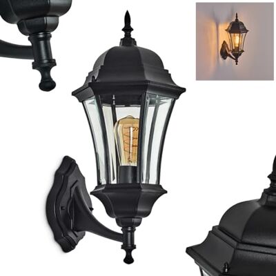 HOFSTEIN Außenwandleuchte Etoo, Außenwandlampe aus Metall/Glas in Schwarz/Klar, Wandleuchte Up außen im Landhaus/Retro/Vintage-Stil, E27, IP44, Hof, Eingangsbereich, Terrasse, Haustür HOFSTEIN Außenwandleuchte Etoo, Außenwandlampe aus Metall/Glas in Schwarz/Klar, Wandleuchte Up außen im Landhaus/Retro/Vintage-Stil, E27, IP44, Hof, Eingangsbereich, Terrasse, Haustür