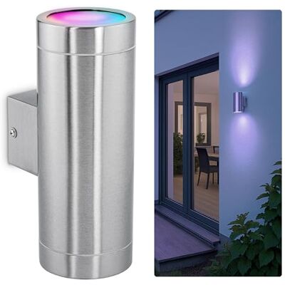 SSC-LUXon TIRA Wandlampe Edelstahl für Außen IP54 inkl. 2x Smart WiFi RGB GU10 LEDs (steuerung per App & Sprache) Außen Wandleuchte Up Down SSC-LUXon TIRA Wandlampe Edelstahl für Außen IP54 inkl. 2x Smart WiFi RGB GU10 LEDs (steuerung per App & Sprache) Außen Wandleuchte Up Down