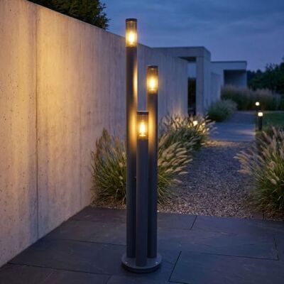 GLOBO Wegeleuchten Außen Edelstahl Außenlampe Standleuchte Gartenleuchte Groß für draußen, anthrazit rauch, 3 Flammig E27, DxH 28x170 cm GLOBO Wegeleuchten Außen Edelstahl Außenlampe Standleuchte Gartenleuchte Groß für draußen, anthrazit rauch, 3 Flammig E27, DxH 28x170 cm