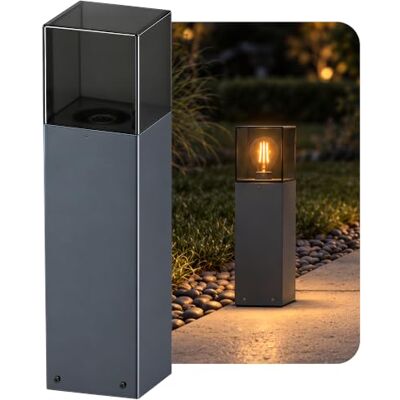 SSC-LUXon SMOVIA Wegeleuchte Außen eckig 30cm E27 IP44 Anthrazit Moderne Sockelleuchte für Garten, Weg & Terrasse getönte Lichtfläche freie Wahl des E27 Leuchtmittels SSC-LUXon SMOVIA Wegeleuchte Außen eckig 30cm E27 IP44 Anthrazit Moderne Sockelleuchte für Garten, Weg & Terrasse getönte Lichtfläche freie Wahl des E27 Leuchtmittels