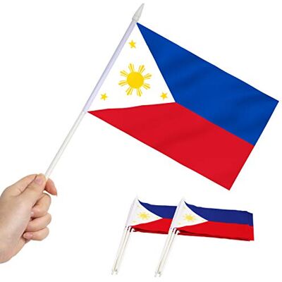 Anley Philippines Mini Flag 12er Pack Handgehaltene kleine philippinische Miniaturflaggen am Stick lichtbeständige und lebendige Farben 5.5 x 8 Zoll mit massiver Stange und Speerspitze Anley Philippines Mini Flag 12er Pack Handgehaltene kleine philippinische Miniaturflaggen am Stick lichtbeständige und lebendige Farben 5.5 x 8 Zoll mit massiver Stange und Speerspitze