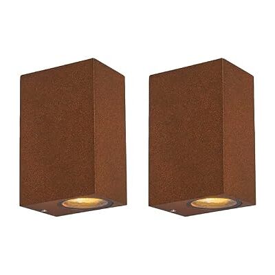 Qazqa country-rustic außen Up and Down Wandleuchte, Außenlampe, Wandlampe für den Garten Baleno Rostbraun, Landhausstil, 6.5cm, IP44, Rechteckig, Im 2er-Set. Qazqa country-rustic außen Up and Down Wandleuchte, Außenlampe, Wandlampe für den Garten Baleno Rostbraun, Landhausstil, 6.5cm, IP44, Rechteckig, Im 2er-Set.