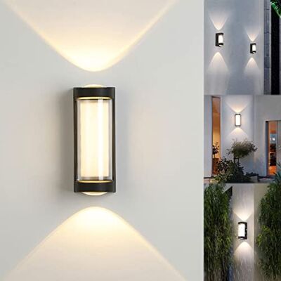 JZCDR Aussenlampe Wand Terrasse Aluminium Außenlampe LED Warmweiß IP65 Up and Down Aussenleuchte Hauswand Schwarz Außenwandleuchte Wandleuchte Aussen Wasserdichte für Eingang Garten, 3000K JZCDR Aussenlampe Wand Terrasse Aluminium Außenlampe LED Warmweiß IP65 Up and Down Aussenleuchte Hauswand Schwarz Außenwandleuchte Wandleuchte Aussen Wasserdichte für Eingang Garten, 3000K