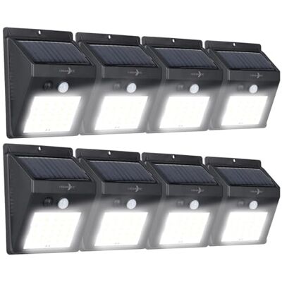 Lunartec LED Fluter: 8er-Set Solar-LED-Wandleuchten mit Bewegungsmelder, 100 Lumen, IP44 (Solar-Strahler mit Bewegungsmelder, Flutlichter, Hausnummer) Lunartec LED Fluter: 8er-Set Solar-LED-Wandleuchten mit Bewegungsmelder, 100 Lumen, IP44 (Solar-Strahler mit Bewegungsmelder, Flutlichter, Hausnummer)