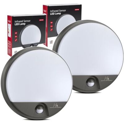 Maclean Wandleuchte LED-Lampe mit Infrarot (2, Grau) Bewegungssensor, Innen-/ Außenbeleuchtung 1100lm 15W IP54 4000K Wasserdicht Maclean Wandleuchte LED-Lampe mit Infrarot (2, Grau) Bewegungssensor, Innen-/ Außenbeleuchtung 1100lm 15W IP54 4000K Wasserdicht