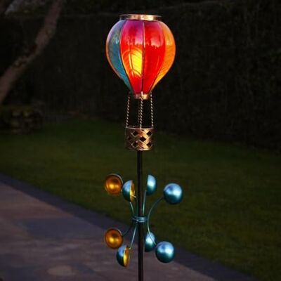 Festive Lights 1,15 m Regenbogen-Solar-Heißluftballon-Windspinner-Pfahl-Licht 20 Bernstein-LED, flackernder Flammeneffekt, wetterfest IP44 Gartenornament für den Außenbereich mit stabiler Festive Lights 1,15 m Regenbogen-Solar-Heißluftballon-Windspinner-Pfahl-Licht 20 Bernstein-LED, flackernder Flammeneffekt, wetterfest IP44 Gartenornament für den Außenbereich mit stabiler