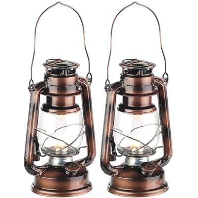 Lunartec Sturmlaterne LED: 2er-Set LED-Sturmleuchte im Öllampen-Design, Flammen-Imitation, Bronze (Camping-Laterne Batterie, Kerzen Laterne Metall, Flamme) Lunartec Sturmlaterne LED: 2er-Set LED-Sturmleuchte im Öllampen-Design, Flammen-Imitation, Bronze (Camping-Laterne Batterie, Kerzen Laterne Metall, Flamme)