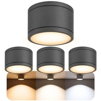 SSC-LUXon CELI-WX Aufbauspot 4er anthrazit IP44 GX53 3W 3 Lichtfarben Vier flache Bad-Aufbaustrahler anthrazit rund IP44 warm / neutral / kalt, inkl. GX53 LED, für Bad, Terrasse & Flur, nur 6cm SSC-LUXon CELI-WX Aufbauspot 4er anthrazit IP44 GX53 3W 3 Lichtfarben Vier flache Bad-Aufbaustrahler anthrazit rund IP44 warm / neutral / kalt, inkl. GX53 LED, für Bad, Terrasse & Flur, nur 6cm