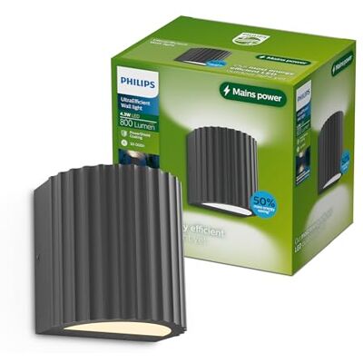 Philips Zyra Außenwandleuchte, 800 lm, 2700 K, PowerShield, IP44 wetterfest, langlebig, Aluminium, modernes Design, integrierte LED, Anthrazitgrau Philips Zyra Außenwandleuchte, 800 lm, 2700 K, PowerShield, IP44 wetterfest, langlebig, Aluminium, modernes Design, integrierte LED, Anthrazitgrau