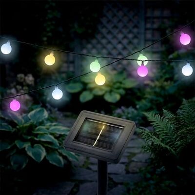 Spetebo Solar Lichterkette 290 cm für Außen mit 30 mini Kugeln soft bunt LED Kugellichterkette solarbetrieben mit Einschaltautomatik Outdoor Deko Party Beleuchtung Pavillon Terrasse wasserfest Spetebo Solar Lichterkette 290 cm für Außen mit 30 mini Kugeln soft bunt LED Kugellichterkette solarbetrieben mit Einschaltautomatik Outdoor Deko Party Beleuchtung Pavillon Terrasse wasserfest