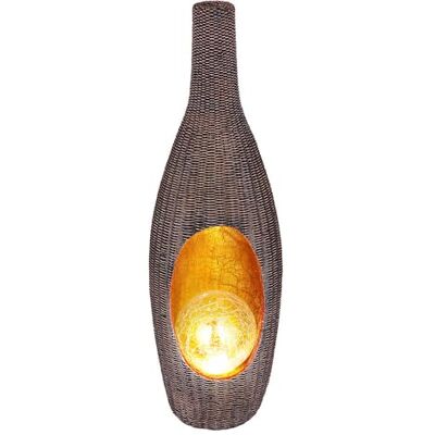 GLOBO Solarleuchte Gartendeko für Außen Deko Design Solarleuchte Rattan-Optik goldfarben mit Glaskugel, Crackle braun, LED warmweiß, LxH 14,3x45,5 cm GLOBO Solarleuchte Gartendeko für Außen Deko Design Solarleuchte Rattan-Optik goldfarben mit Glaskugel, Crackle braun, LED warmweiß, LxH 14,3x45,5 cm