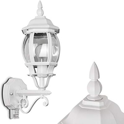 HOFSTEIN Außenwandleuchte Lentua, Außenwandlampe mit Bewegungsmelder aus Metall/Kunststoff in Weiß/Klar, Wandleuchte Up im Retro/Vintage/Antik-Design, E27, IP44, Eingangsbereich, Terrasse, Haustür HOFSTEIN Außenwandleuchte Lentua, Außenwandlampe mit Bewegungsmelder aus Metall/Kunststoff in Weiß/Klar, Wandleuchte Up im Retro/Vintage/Antik-Design, E27, IP44, Eingangsbereich, Terrasse, Haustür