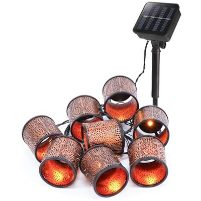 Esotec Solar Lichterkette Outdoor Gartenbeleuchtung Marokko Laternen 102803 Solar Lichterkette Outdoor, 8 LED-Laternen, warmweiß 2500K 8Std, Leuchtlänge 2m, Gesamtlänge 4m, Akku wechselbar, kupfer/gold Esotec Solar Lichterkette Outdoor Gartenbeleuchtung Marokko Laternen 102803 Solar Lichterkette Outdoor, 8 LED-Laternen, warmweiß 2500K 8Std, Leuchtlänge 2m, Gesamtlänge 4m, Akku wechselbar, kupfer/gold