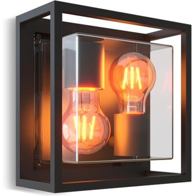 CALEX Bologna Wandleuchte, spritzwasserdicht, ohne E27, Schwarz Aluminium-Außenleuchte im klassischen Design stimmungsvolles Licht für Fassade, Eingang, Gartenmauer oder Terrasse CALEX Bologna Wandleuchte, spritzwasserdicht, ohne E27, Schwarz Aluminium-Außenleuchte im klassischen Design stimmungsvolles Licht für Fassade, Eingang, Gartenmauer oder Terrasse