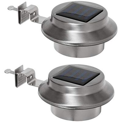 Bonetti 2-er Set Edelstahl Solar Dachrinnen-Leuchte inkl. Befestigungsmaterial warm-weiss kabellos Außenbeleuchtung Dachrinnenbeleuchtung Bonetti 2-er Set Edelstahl Solar Dachrinnen-Leuchte inkl. Befestigungsmaterial warm-weiss kabellos Außenbeleuchtung Dachrinnenbeleuchtung