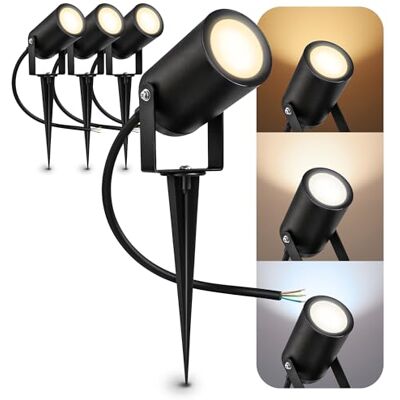 SSC-LUXon KALOA Gartenstrahler 4er Set Erdspieß GU10 3W 3 Lichtfarben Vier schwenkbare Erdspießstrahler warm / neutral / kalt, für Beete, Bäume & Wege, Boden- oder Wandmontage, inkl. GU10 LED SSC-LUXon KALOA Gartenstrahler 4er Set Erdspieß GU10 3W 3 Lichtfarben Vier schwenkbare Erdspießstrahler warm / neutral / kalt, für Beete, Bäume & Wege, Boden- oder Wandmontage, inkl. GU10 LED