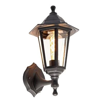 Qazqa classic-antique außen Laterne für den Garten New Haven Schwarz, max. 15W, Geeignet für LED, 35.6cm, IP44, Rund Qazqa classic-antique außen Laterne für den Garten New Haven Schwarz, max. 15W, Geeignet für LED, 35.6cm, IP44, Rund