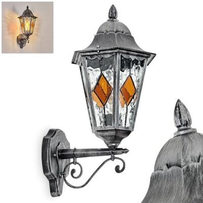 HOFSTEIN Außenwandleuchte Lignac, Außenwandlampe aus Metall/Glas in Silberfarben/Schwarz/Klar/Orange, Wandleuchte außen Vintage/Antik/Landhaus, E27, IP44, Garten, Hof, Außenbereich, Haustür HOFSTEIN Außenwandleuchte Lignac, Außenwandlampe aus Metall/Glas in Silberfarben/Schwarz/Klar/Orange, Wandleuchte außen Vintage/Antik/Landhaus, E27, IP44, Garten, Hof, Außenbereich, Haustür