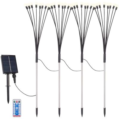 Lunartec Solarleuchte Garten: 4er-Set Solar-Glühwürmchen-Gartenlichter, 32 LEDs, 8 Modi, 65cm, Timer (Solar-Garten-Lampen Erdspieß, LED-Solarleuchten Erdspieß, Kugel) Lunartec Solarleuchte Garten: 4er-Set Solar-Glühwürmchen-Gartenlichter, 32 LEDs, 8 Modi, 65cm, Timer (Solar-Garten-Lampen Erdspieß, LED-Solarleuchten Erdspieß, Kugel)