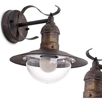 HOFSTEIN Außenwandleuchte Broni, Außenwandlampe aus Metall/Kunststoff in Rostfarben/Klar, Wandleuchte Down außen im Landhaus/Retro/Vintage-Stil, E27, IP44, Hof, Außenbereich, Terrasse, Haustür HOFSTEIN Außenwandleuchte Broni, Außenwandlampe aus Metall/Kunststoff in Rostfarben/Klar, Wandleuchte Down außen im Landhaus/Retro/Vintage-Stil, E27, IP44, Hof, Außenbereich, Terrasse, Haustür