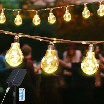 SALCAR Solar Lichterkette Aussen Vintage Hanfseil, 10M 20 Glühbirnen LED Solar Lichterkette Außen Wetterfest, 8 Modi Outdoor Lichterkette für Baum, Terrasse, Hof, Haus, Hochzeit Deko, Warmweiß SALCAR Solar Lichterkette Aussen Vintage Hanfseil, 10M 20 Glühbirnen LED Solar Lichterkette Außen Wetterfest, 8 Modi Outdoor Lichterkette für Baum, Terrasse, Hof, Haus, Hochzeit Deko, Warmweiß