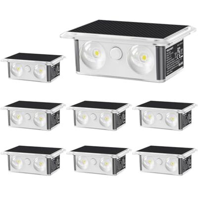 TECKNET Solar Wandleuchten für Außen, IP66 Up and Down Solarlampen, 8 Stück IP66 Wasserdicht, 4 LEDs, 3 Farbmodi, für außen wand, Garten, Hof, Terrassen, Balkone, Veranden, Zäune TECKNET Solar Wandleuchten für Außen, IP66 Up and Down Solarlampen, 8 Stück IP66 Wasserdicht, 4 LEDs, 3 Farbmodi, für außen wand, Garten, Hof, Terrassen, Balkone, Veranden, Zäune