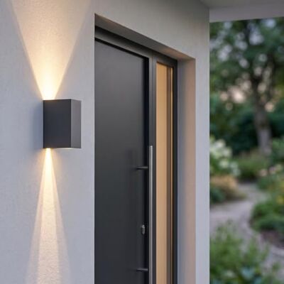 HOFSTEIN LED Außenwandleuchte Hoods, moderne Wandlampe aus Metall in Anthrazit, Wandleuchte außen mit verstellbarem Up&Down Lichteffekt für Terrasse/Haustüre/Hof, 5 Watt, 600 Lumen, 3000 Kelvin, IP44 HOFSTEIN LED Außenwandleuchte Hoods, moderne Wandlampe aus Metall in Anthrazit, Wandleuchte außen mit verstellbarem Up&Down Lichteffekt für Terrasse/Haustüre/Hof, 5 Watt, 600 Lumen, 3000 Kelvin, IP44