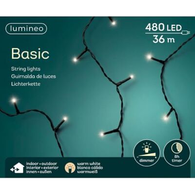 Lumineo Lichterkette warm weiß 480 LEDs 36 Meter schwarzes Kabel Indoor & Outdoor Timer dimmbar IP44 Schutz Lumineo Lichterkette warm weiß 480 LEDs 36 Meter schwarzes Kabel Indoor & Outdoor Timer dimmbar IP44 Schutz