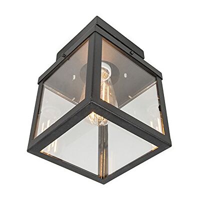 Qazqa Modern außen Deckenleuchte, Deckenlampe für den Garten Rotterdam Schwarz, max. 60W, Geeignet für LED, 16cm, IP23, Quadratisch Qazqa Modern außen Deckenleuchte, Deckenlampe für den Garten Rotterdam Schwarz, max. 60W, Geeignet für LED, 16cm, IP23, Quadratisch