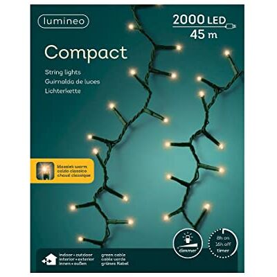 Lumineo Lichterkette Compact klassisch warm 2000 LED's 45 Meter grünes Kabel Indoor & Outdoor Timer dimmbar -IP44 Lumineo Lichterkette Compact klassisch warm 2000 LED's 45 Meter grünes Kabel Indoor & Outdoor Timer dimmbar -IP44