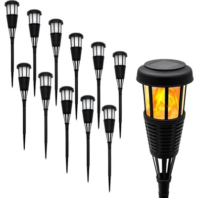 Spetebo LED Solar Gartenfackel in Rattan Optik 12er Set Solarleuchte 48 x 10 cm mit Flackereffekt Garten Deko Beleuchtung Gartenstecker Beetstecker Gewegleuchte mit Flammen Effekt Spetebo LED Solar Gartenfackel in Rattan Optik 12er Set Solarleuchte 48 x 10 cm mit Flackereffekt Garten Deko Beleuchtung Gartenstecker Beetstecker Gewegleuchte mit Flammen Effekt